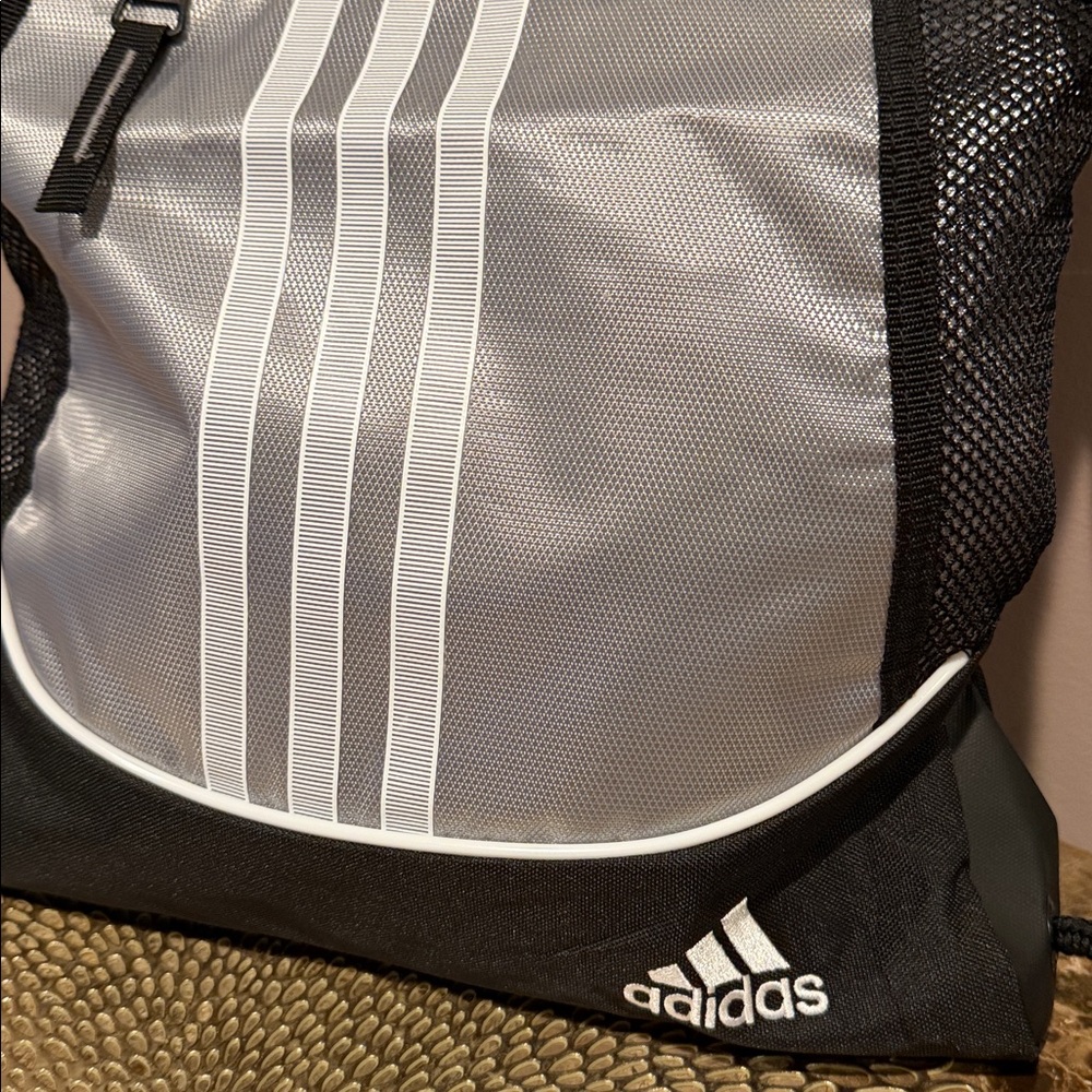 Adidas Black/Silver Drawstring Bag - image 3